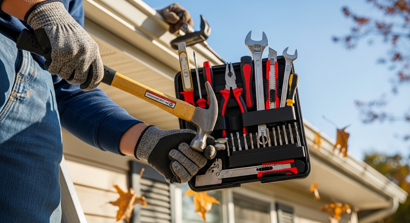 Dono de casa faz manutenção sazonal com kit de ferramentas