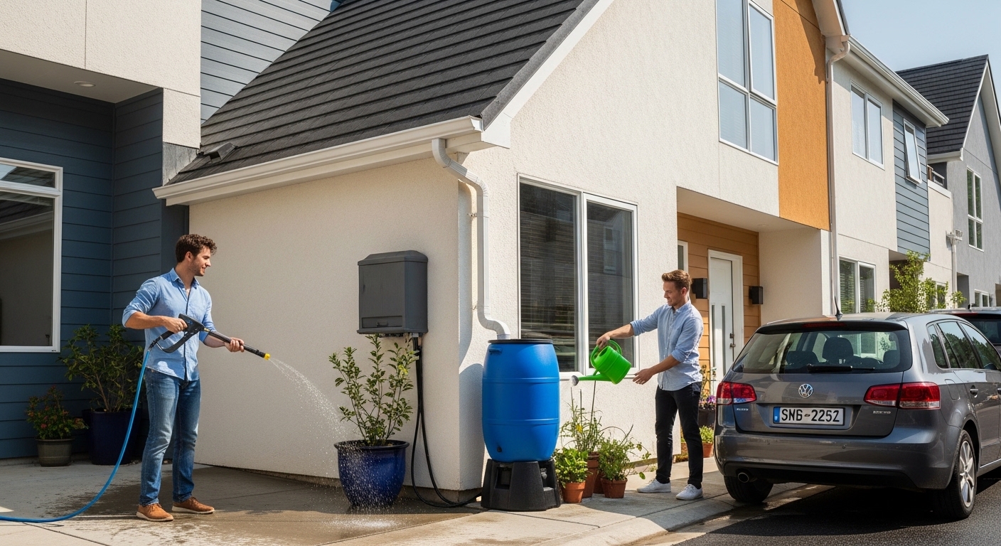 Morador usa lava jato ecológico e coletor de água de chuva em área urbana