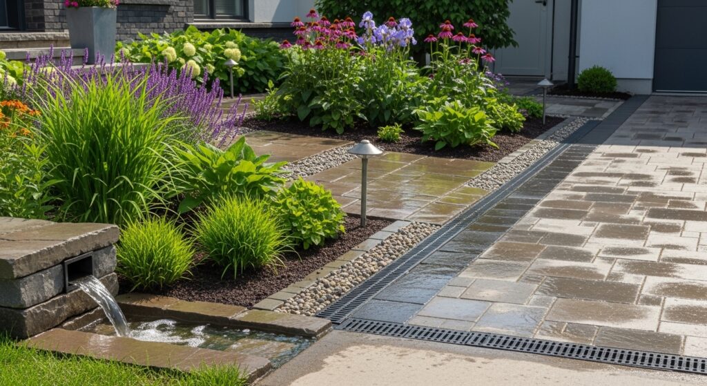 Casa moderna com jardim de chuva, dreno francês e pisos drenantes